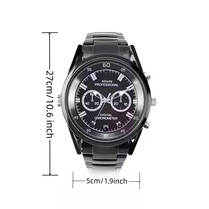 Reloj con Malla de Metal + Cámara Oculta 1080p (Visión Nocturna)