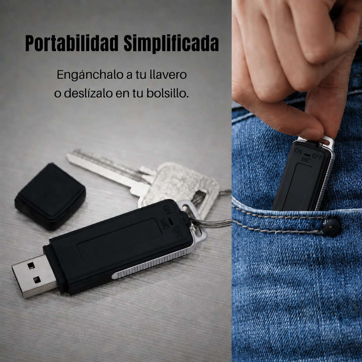 Mini Grabadora de Voz 2 en 1 USB 16GB